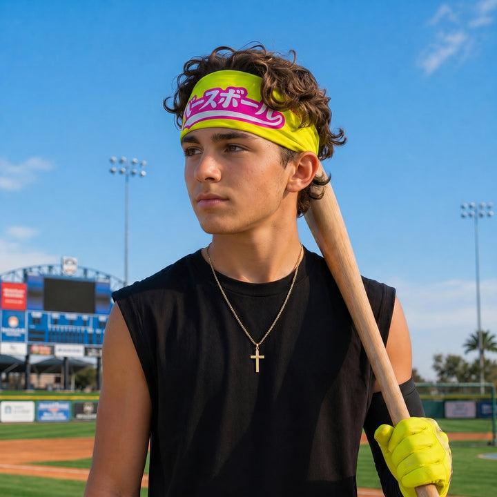 Japanese Baseball Neon Lime Headband