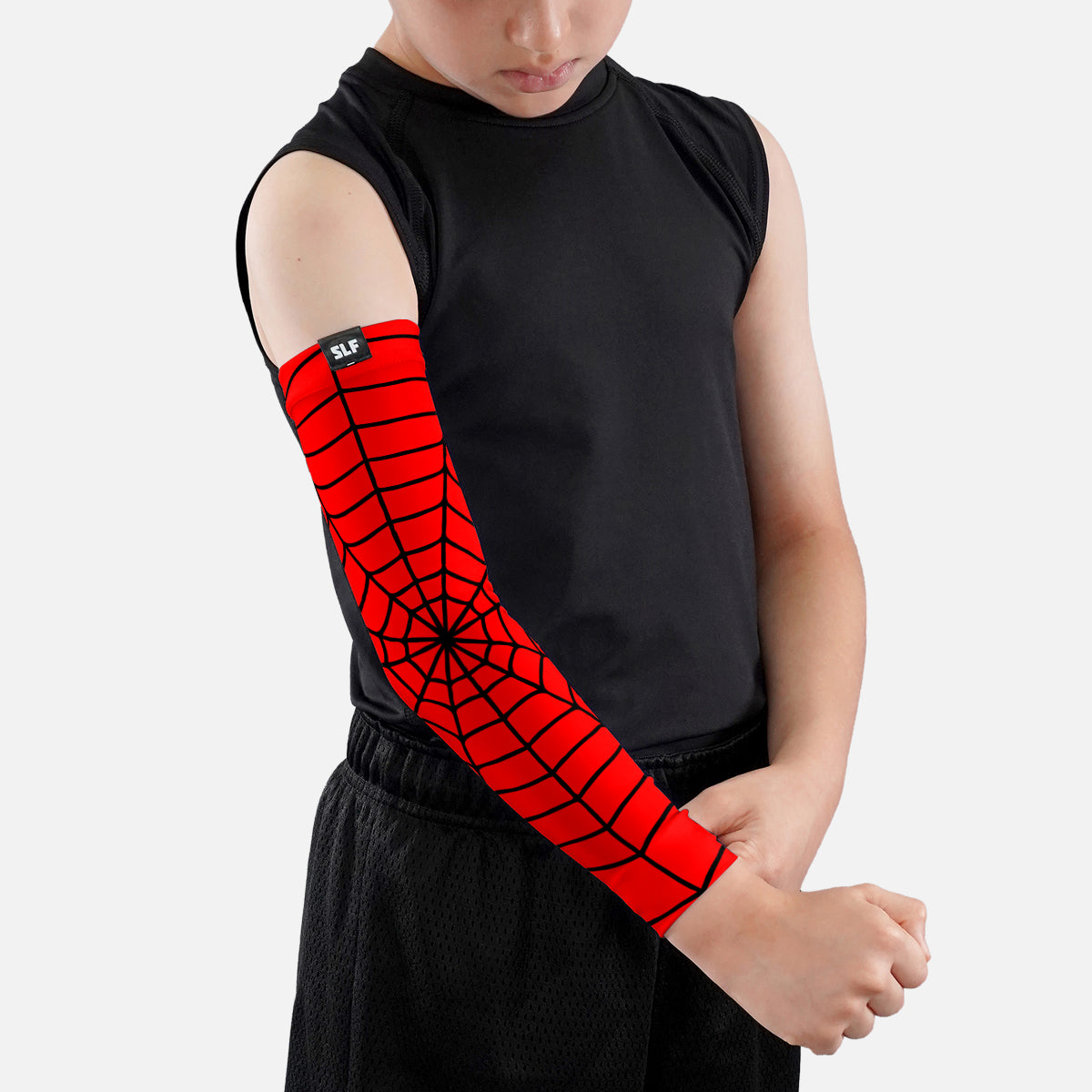 Red Web Pattern Kids Arm Sleeve