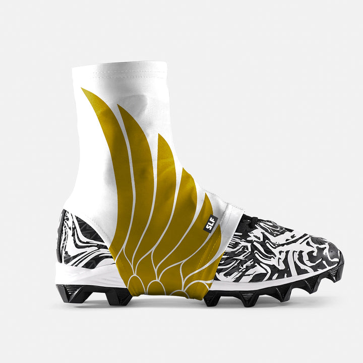 Icarus White Gold Kids Spats / Cleat Covers