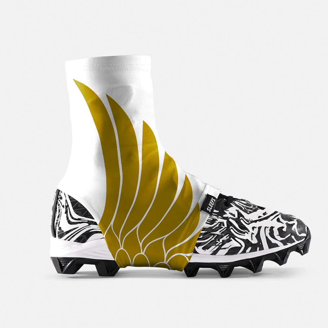 Icarus White Gold Kids Spats / Cleat Covers