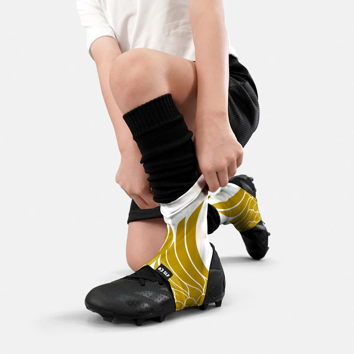Icarus White Gold Kids Spats / Cleat Covers