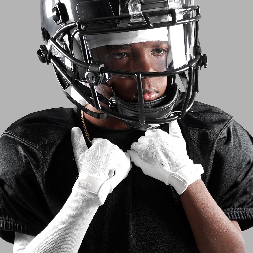 White Sticky Kids Football Receiver Gloves