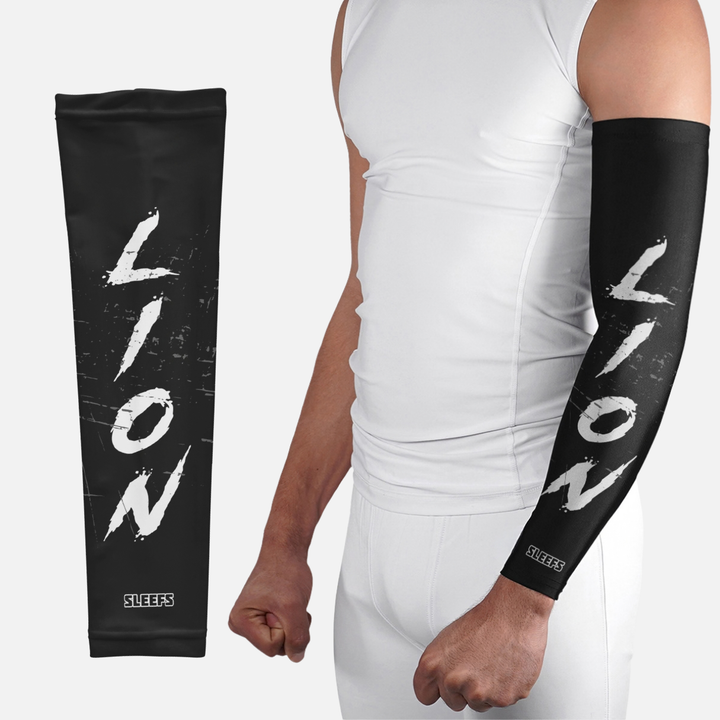 Lion Grunge Script Arm Sleeve