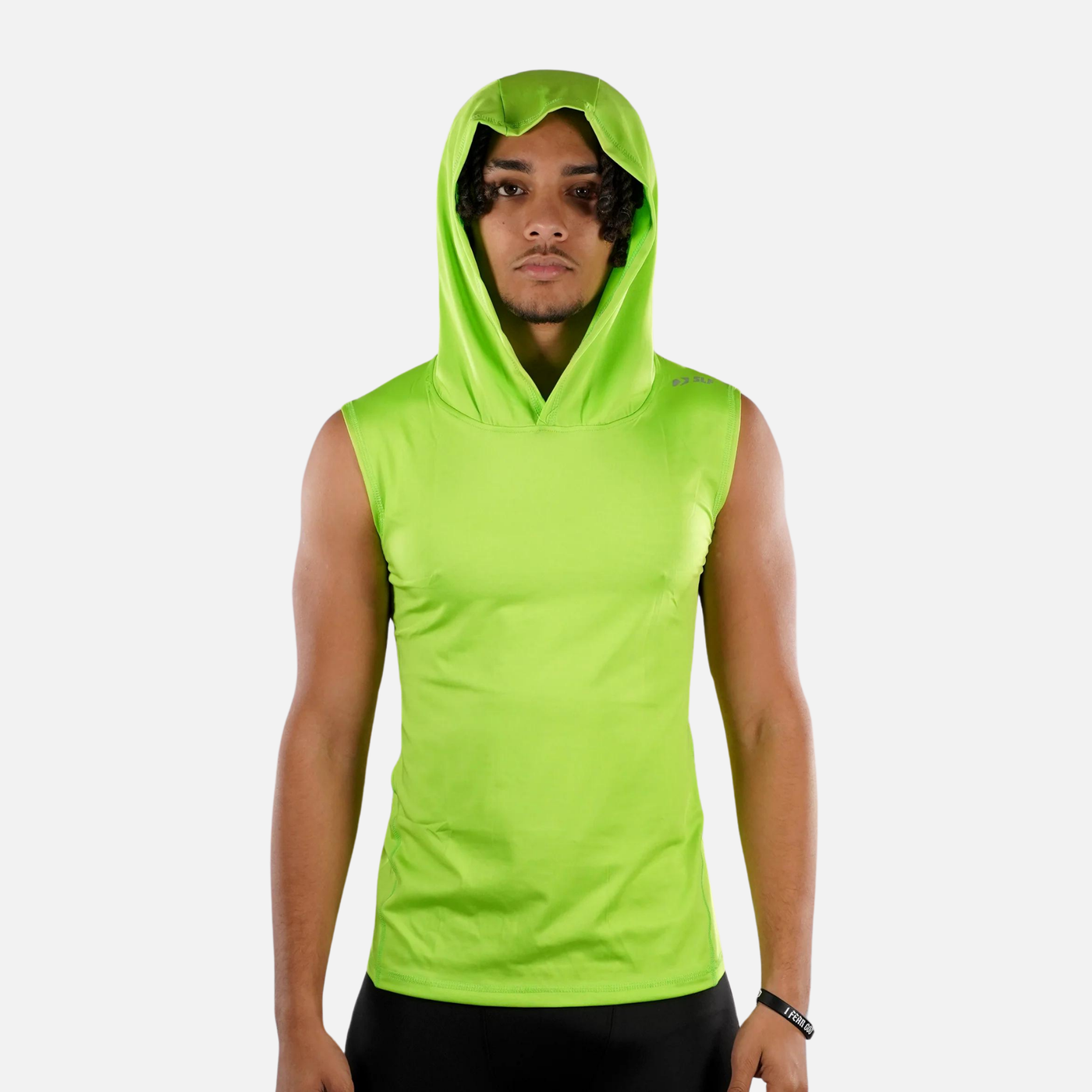 Lizard Green Sleeveless Compression Hoodie