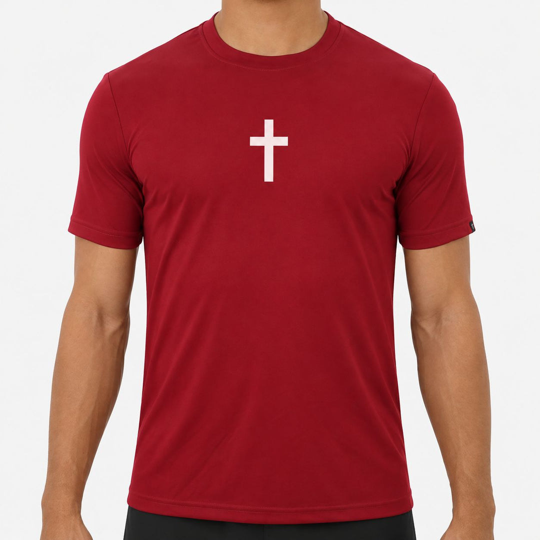 Faith Cross Maroon Quick Dry Shirt