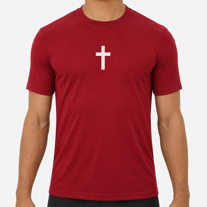 Faith Cross Maroon Quick Dry Shirt