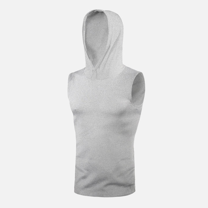 Melange Gray Sleeveless Compression Hoodie