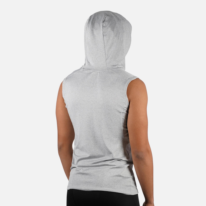 Melange Gray Sleeveless Compression Hoodie