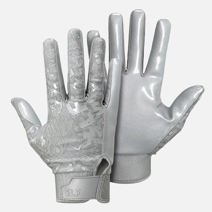 Metallic Gray Sticky Football Receiver Gloves