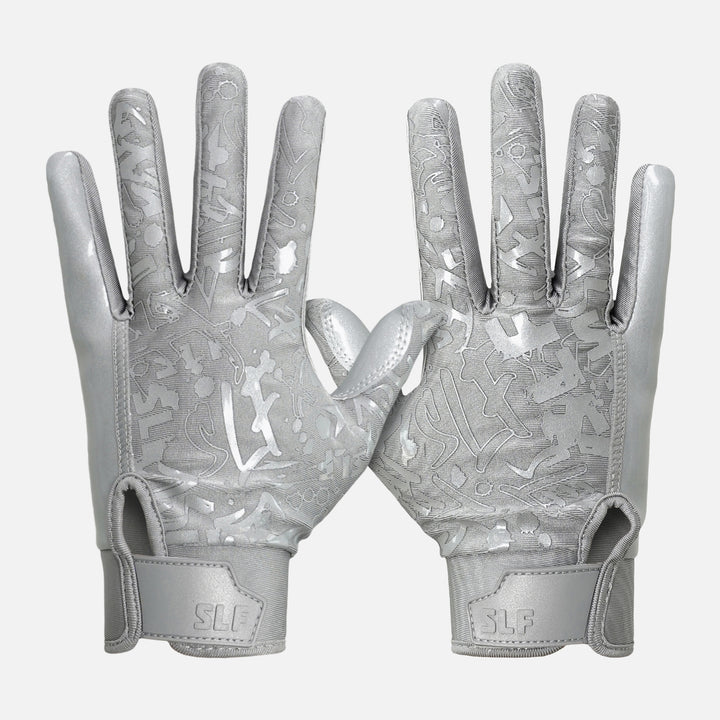 Metallic Gray Sticky Football Receiver Gloves