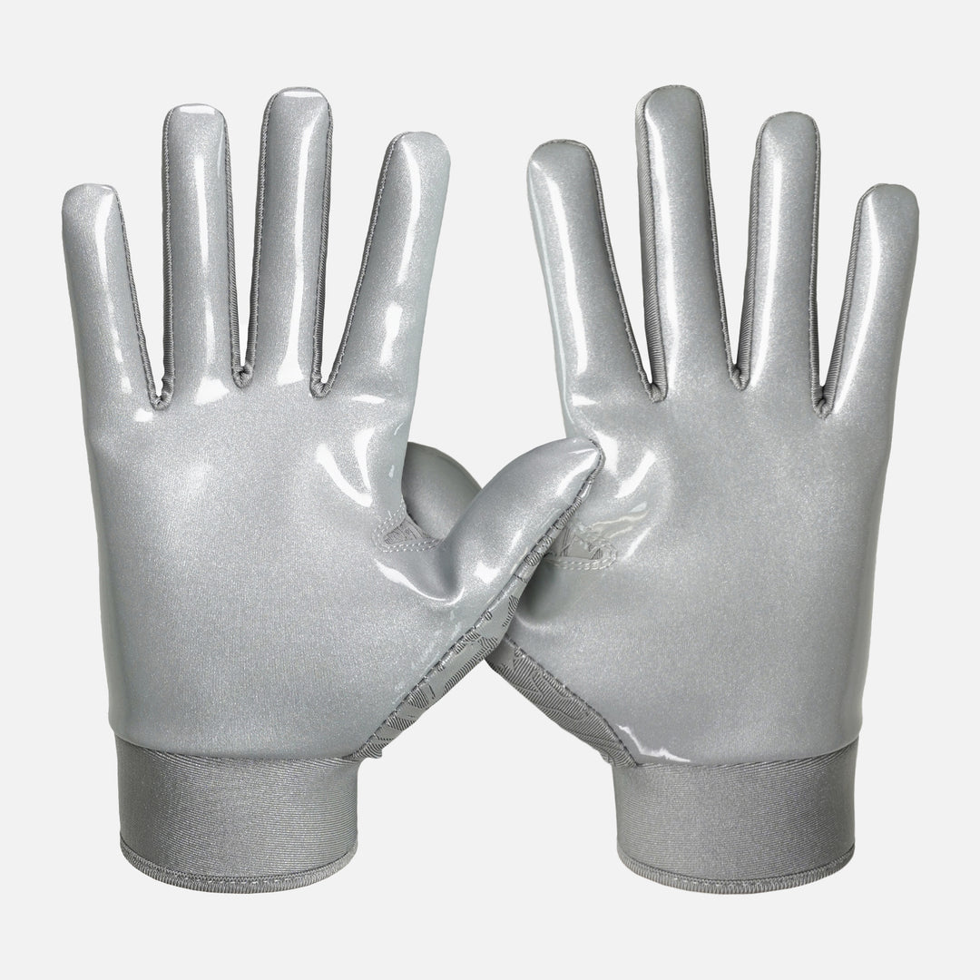 Metallic Gray Sticky Football Receiver Gloves