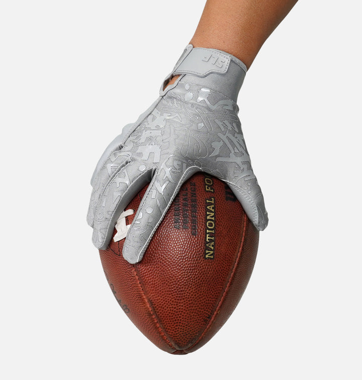 Metallic Gray Sticky Football Receiver Gloves
