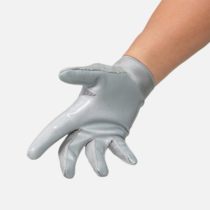 Metallic Gray Sticky Football Receiver Gloves