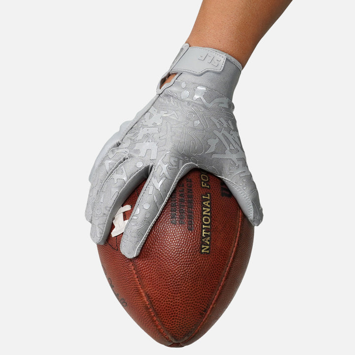 Metallic Gray Sticky Football Receiver Gloves