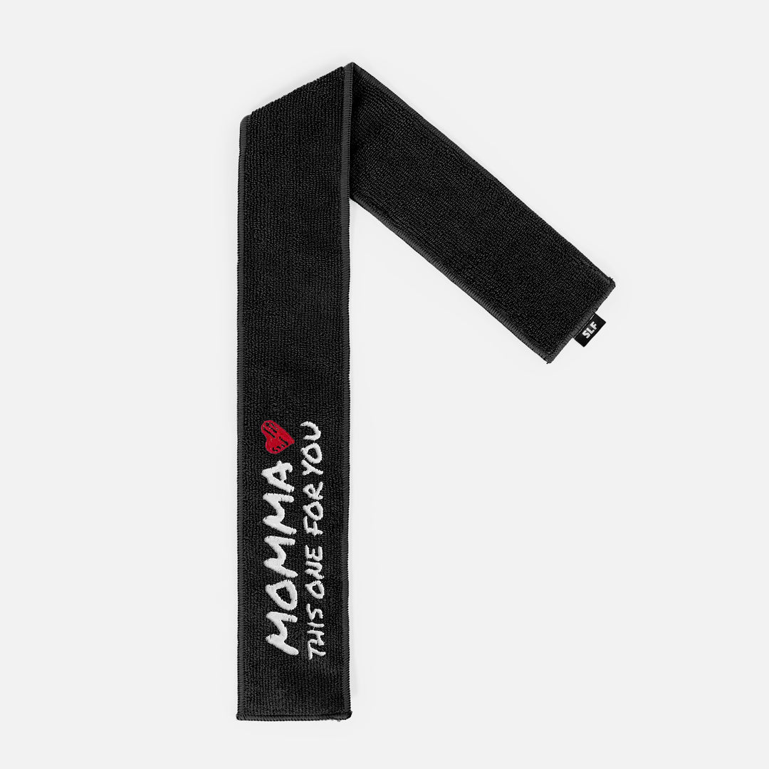 Momma Black Thin Football Towel