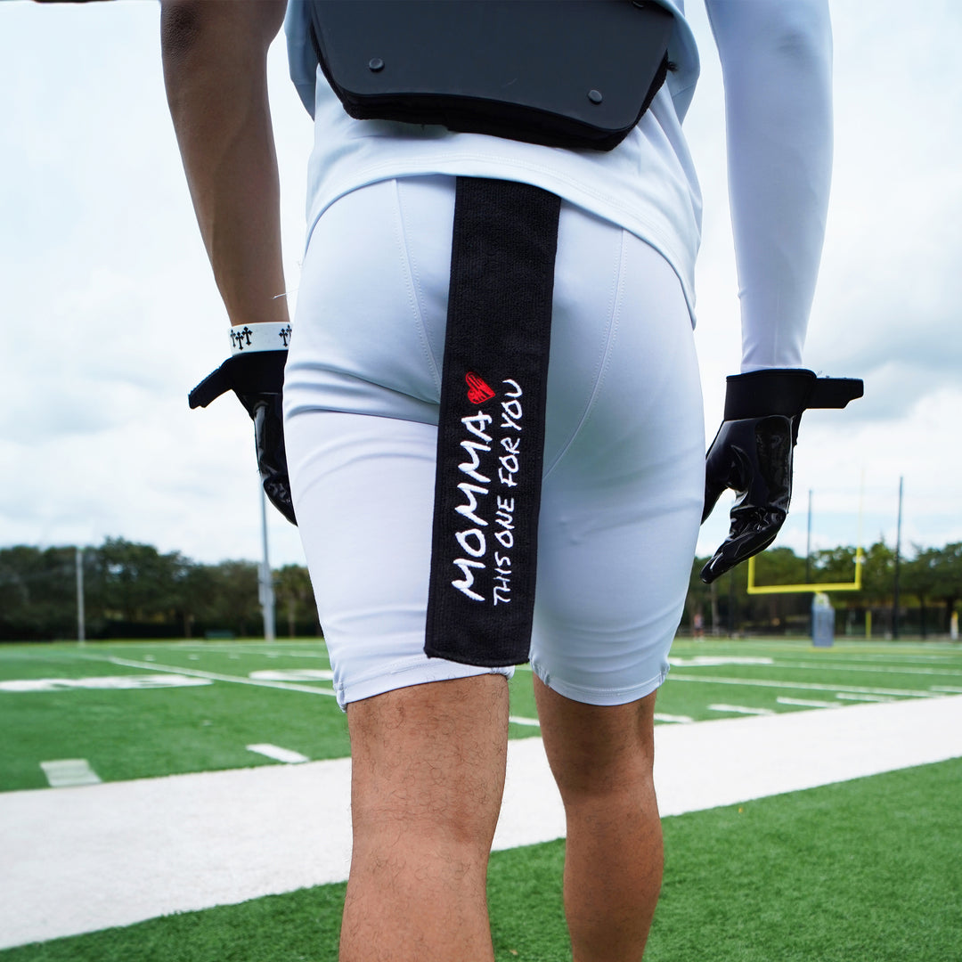 Momma Black Thin Football Towel