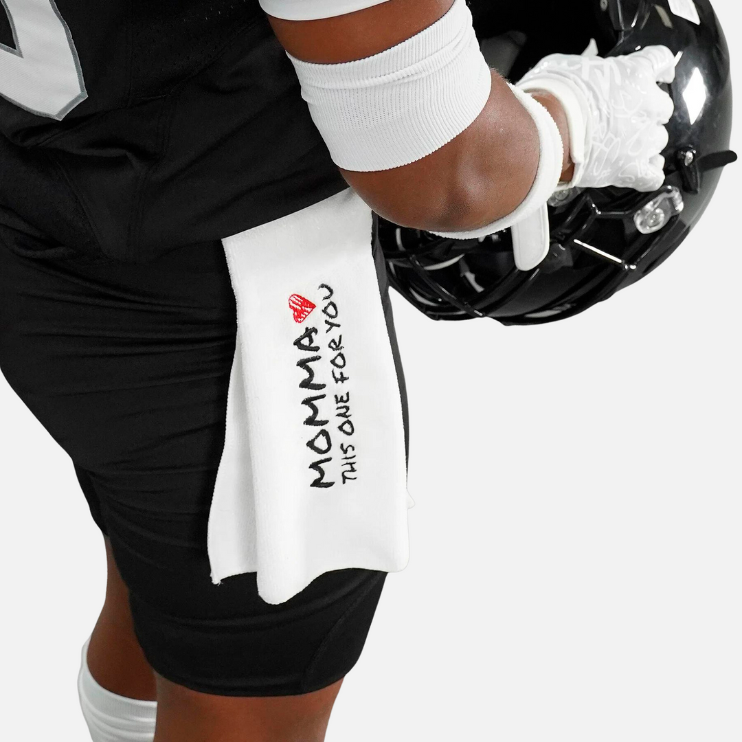 Momma White Football Towel