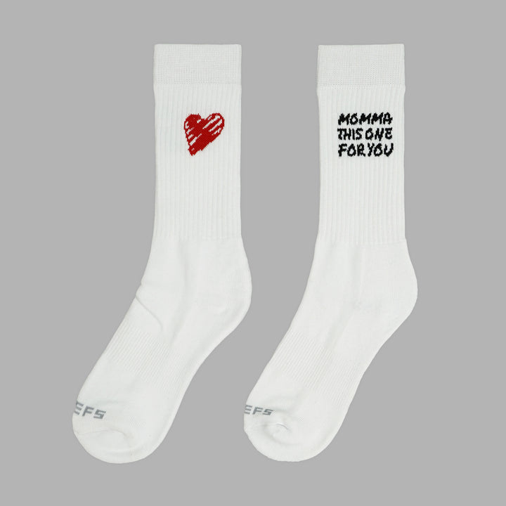 Momma White Crew Socks