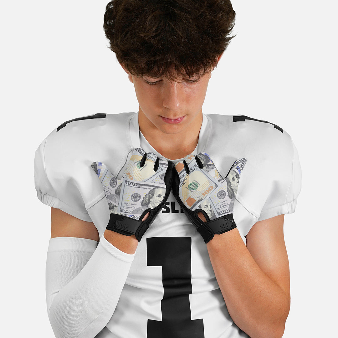 Money Benjamins Sticky Football Receiver Gloves