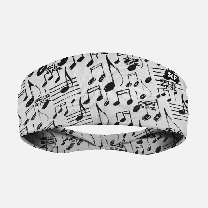 Musical Notes White Black Headband
