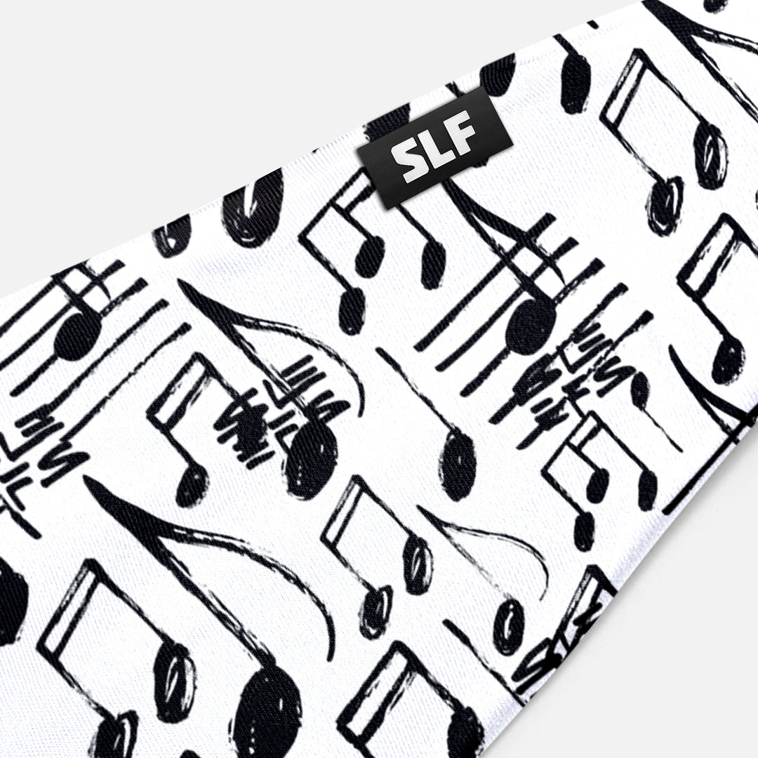 Musical Notes White Black Headband