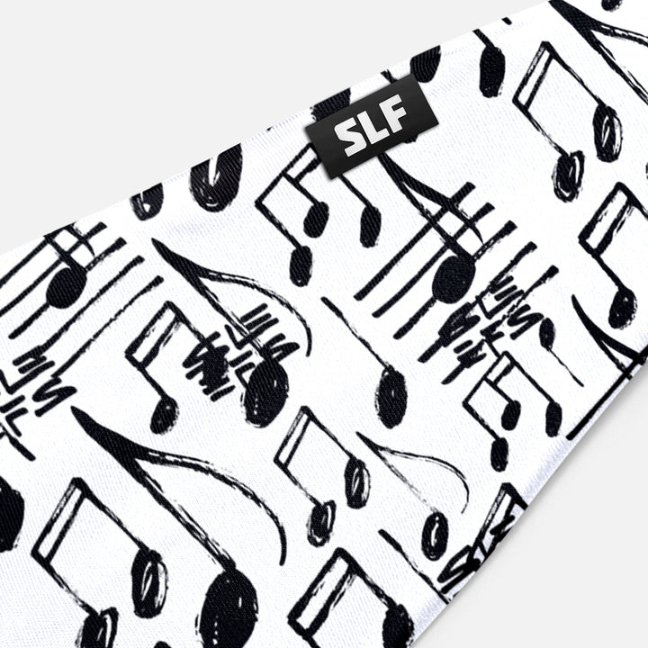 Musical Notes White Black Headband