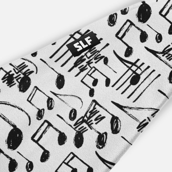 Musical Notes White Black Headband