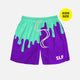 Neon Drip Aquamarine Purple Kids Shorts - 5"