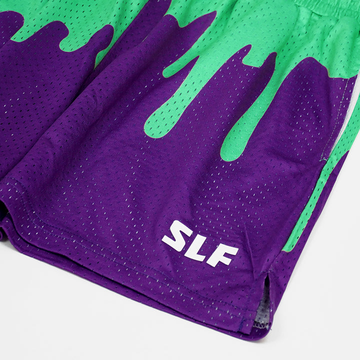 Neon Drip Aquamarine Purple Kids Shorts - 5"