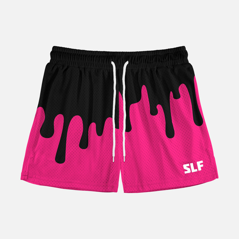 Neon Drip Black Magenta Kids Shorts - 5"