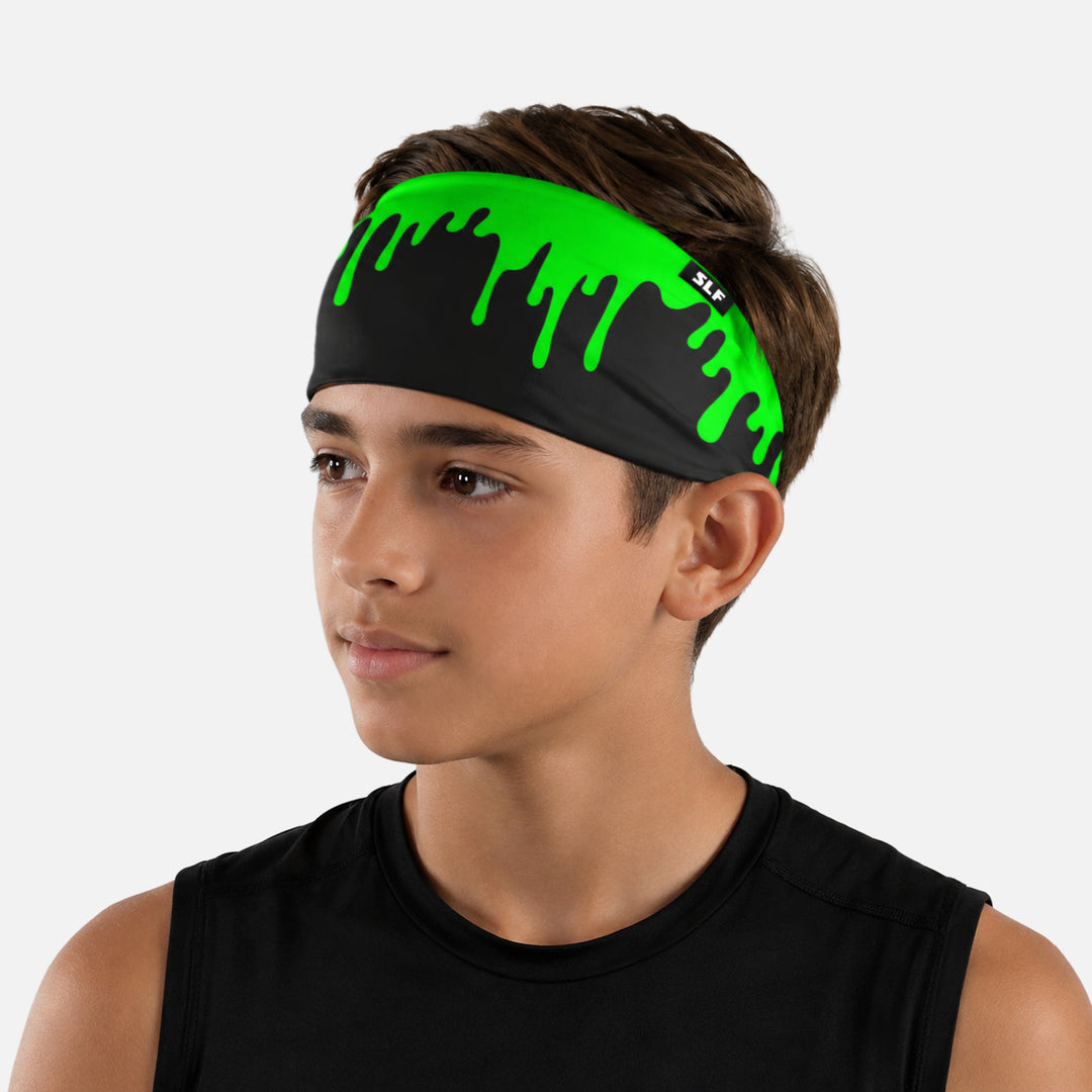 Neon Drip Green Black Headband