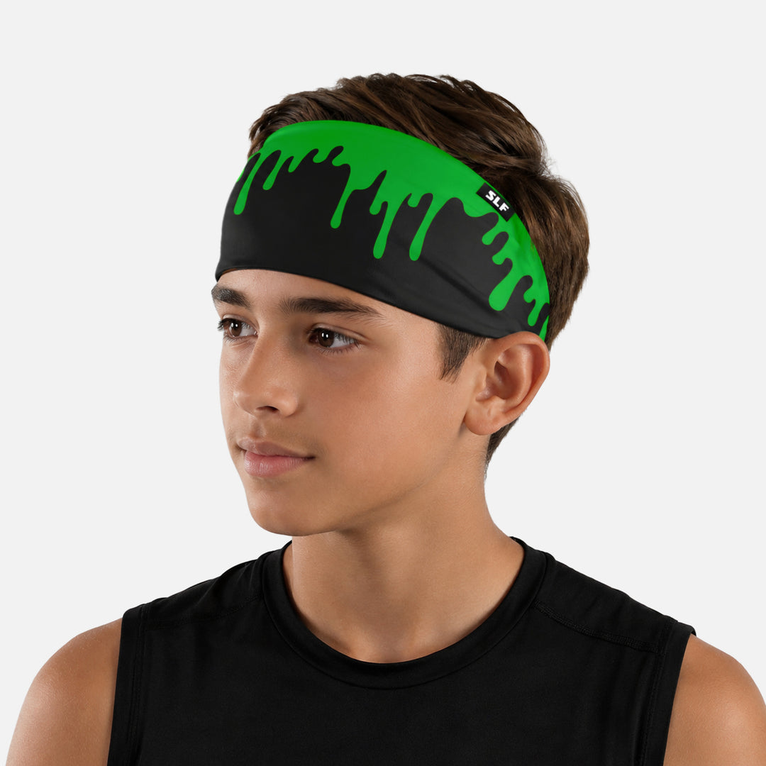 Neon Drip Green Black Headband