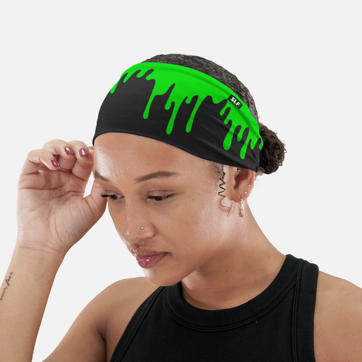 Neon Drip Green Black Headband