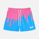 Neon Drip Pink Light Blue Kids Shorts - 5"