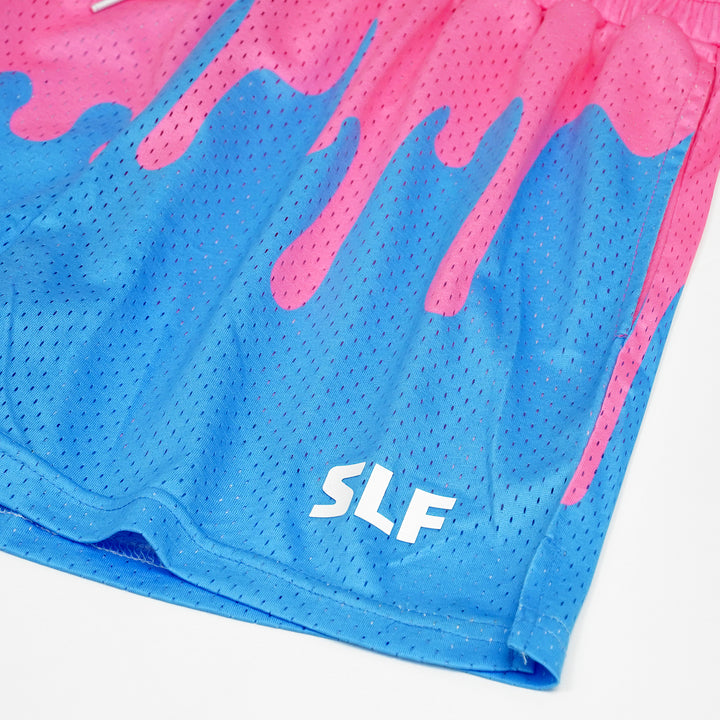Neon Drip Pink Light Blue Shorts - 5"
