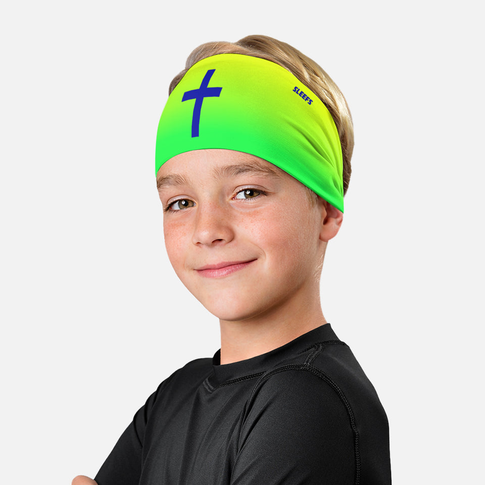 Faith Cross Neon Green Kids Headband