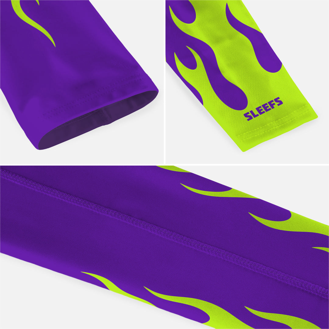 Neon Green Fire Kids Arm Sleeve