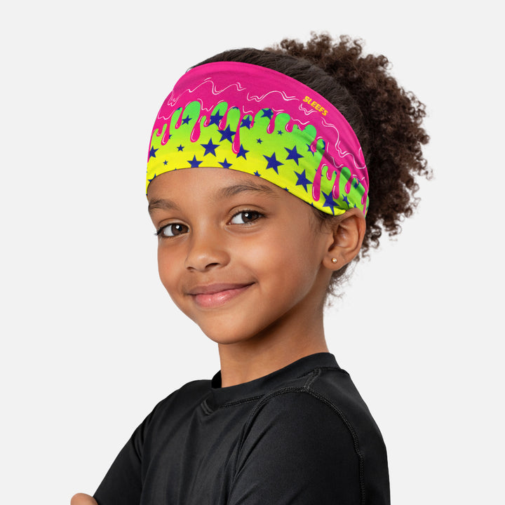 Neon Lime Stars Drip Kids Headband