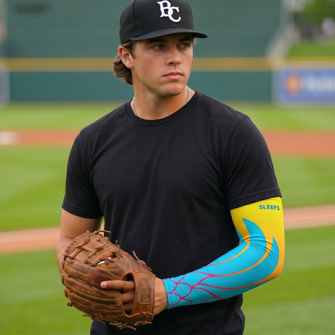 Neon Wings Blue and Yellow Arm Sleeves Pair
