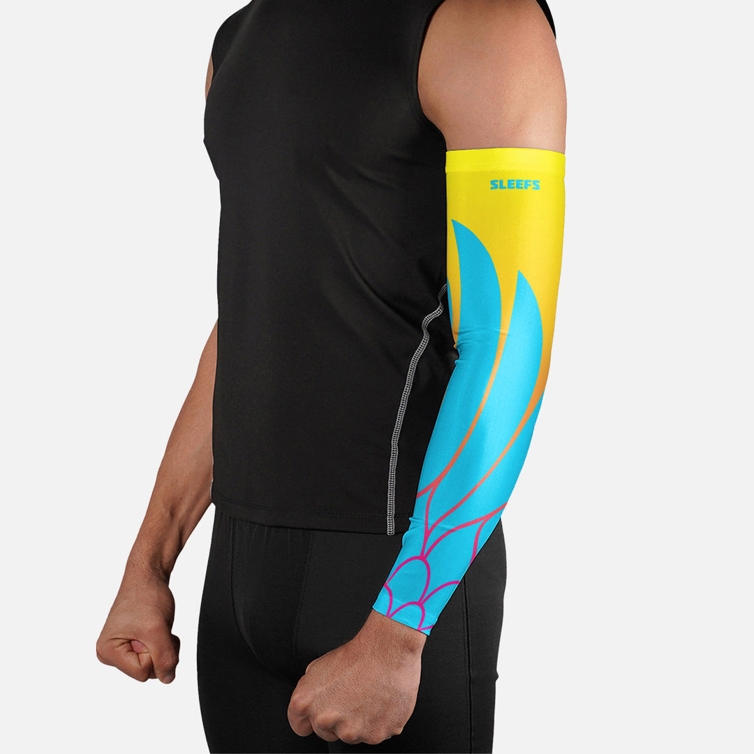 Neon Wings Blue and Yellow Arm Sleeves Pair