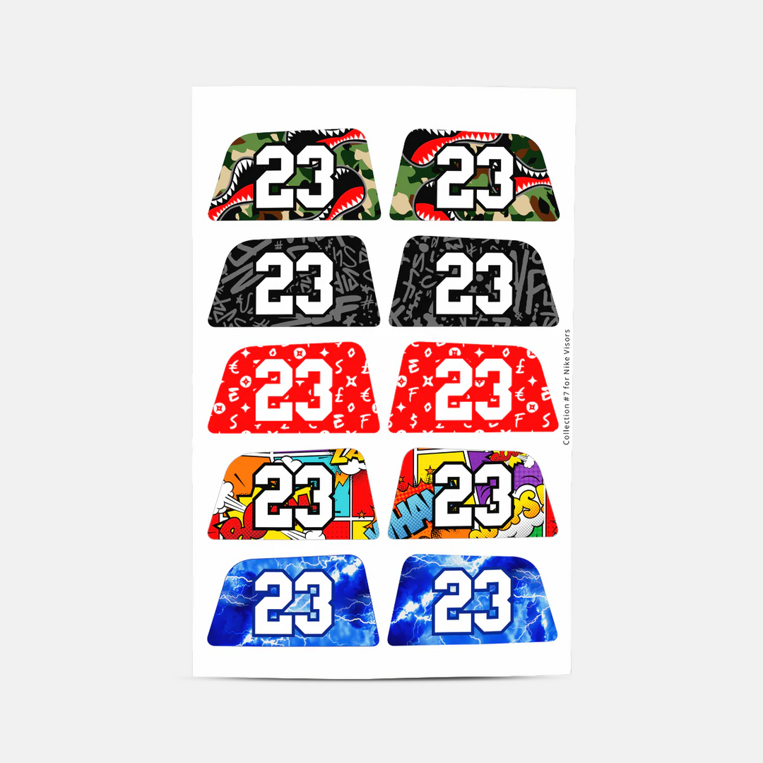 Stickers for Helmet Visor Tabs Numbers Set #2
