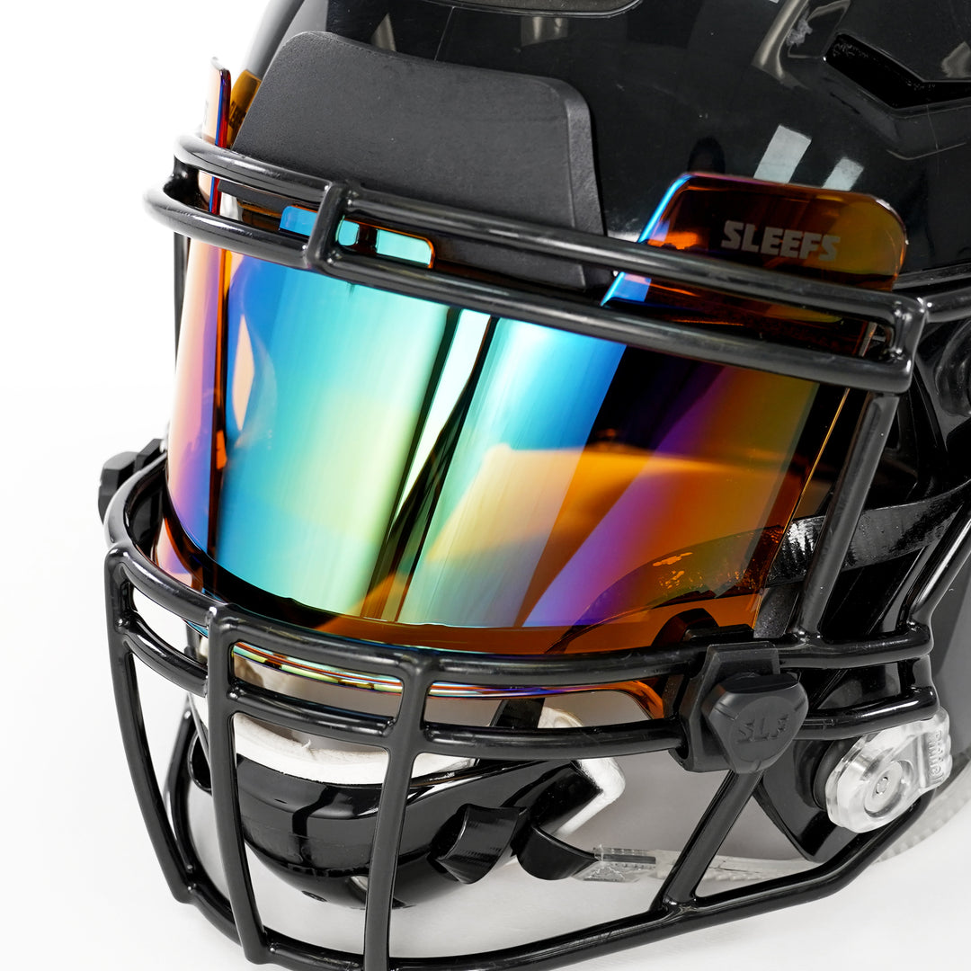elitetek football helmet Vicis Zero2 Trench Elite an Oakley Edge clear visor Clear Mirror Mirror Tint Football