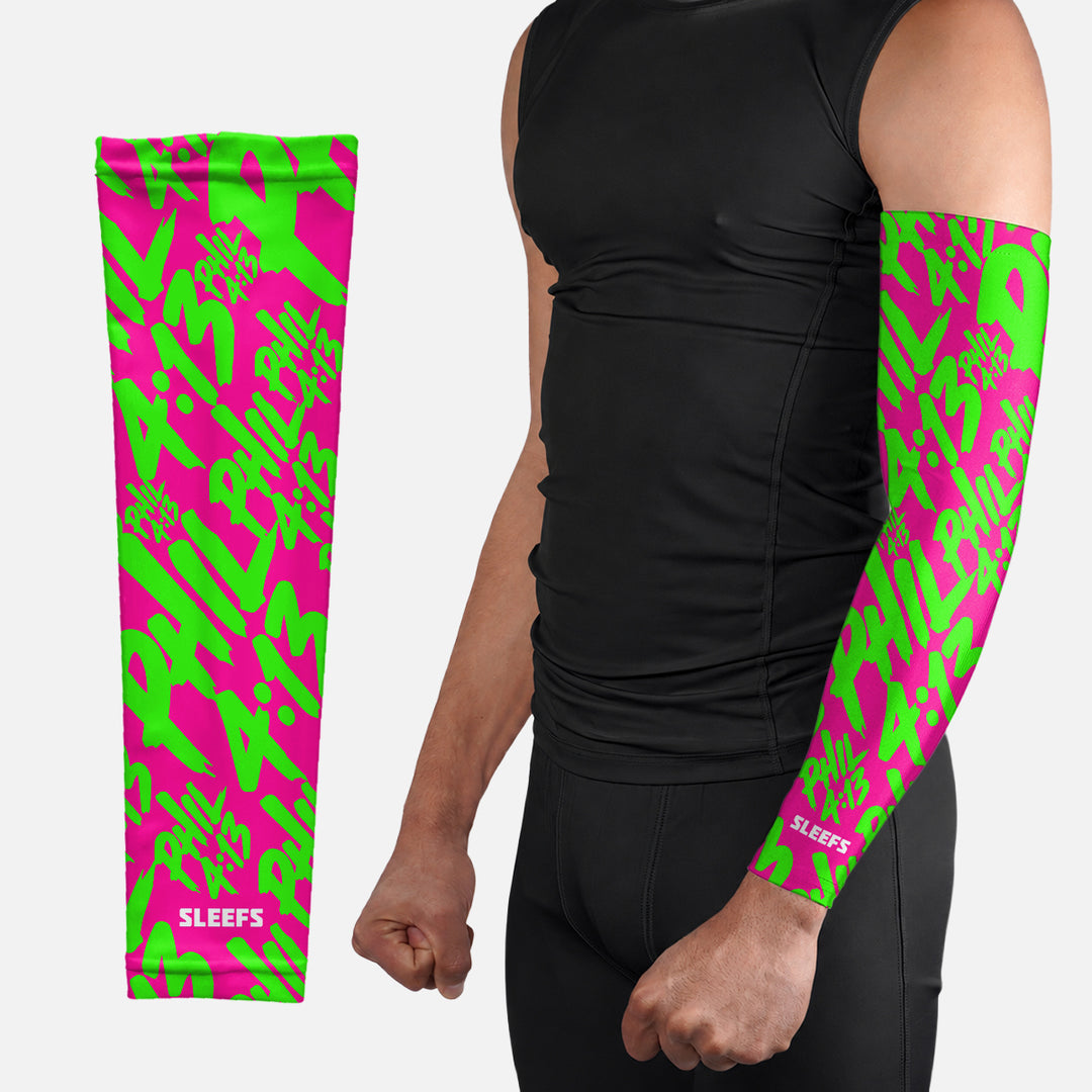Philippians 4:13 Pink Neon Arm Sleeves