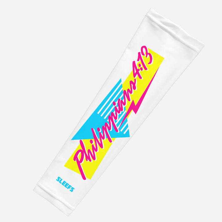Philippians 4:13 Synthwave Black and White Arm Sleeves Pair
