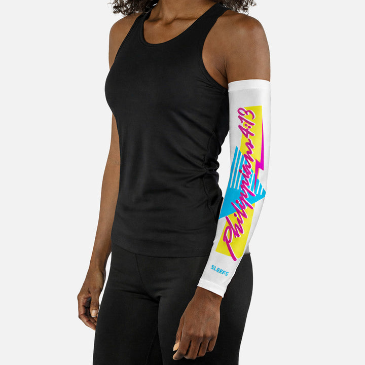Philippians 4:13 Synthwave Black and White Arm Sleeves Pair