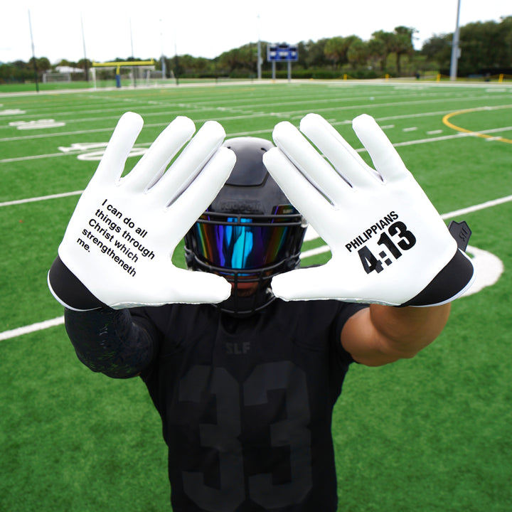 Philippians 4:13 Sticky Football Receiver Gloves