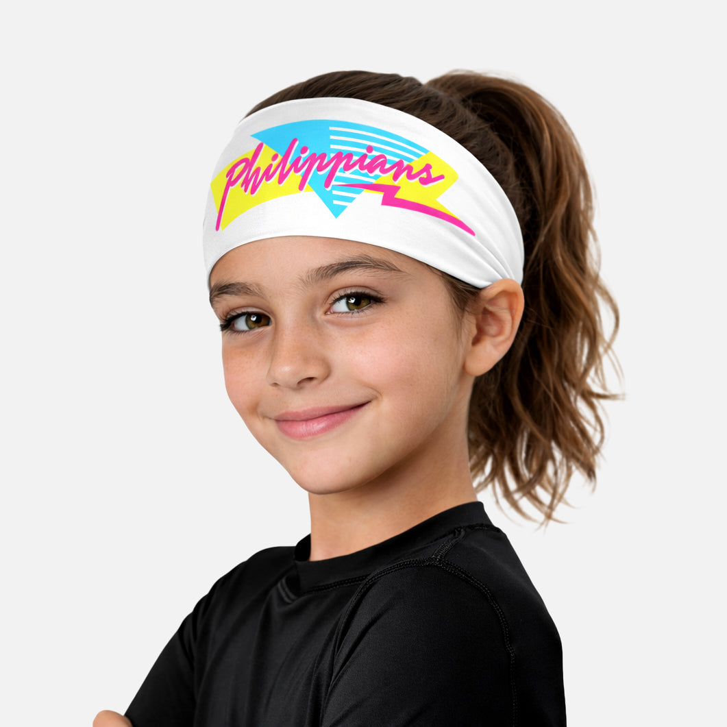 Philippians 4:13 Retro Wave White Kids Headband