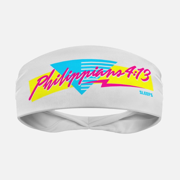 Philippians 4:13 Retro Wave White Headband