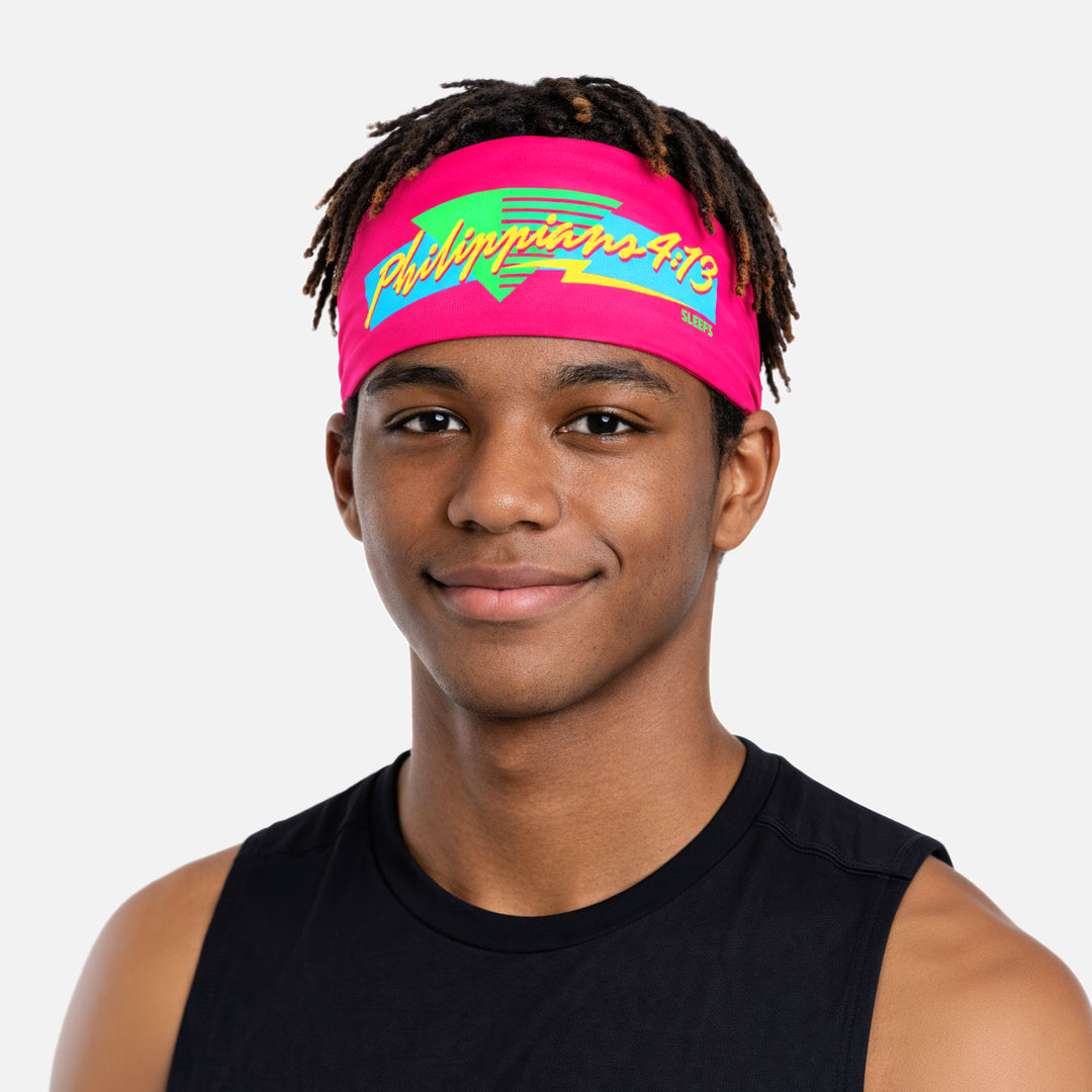 Philippians 4:13 Synthwave Pink Headband