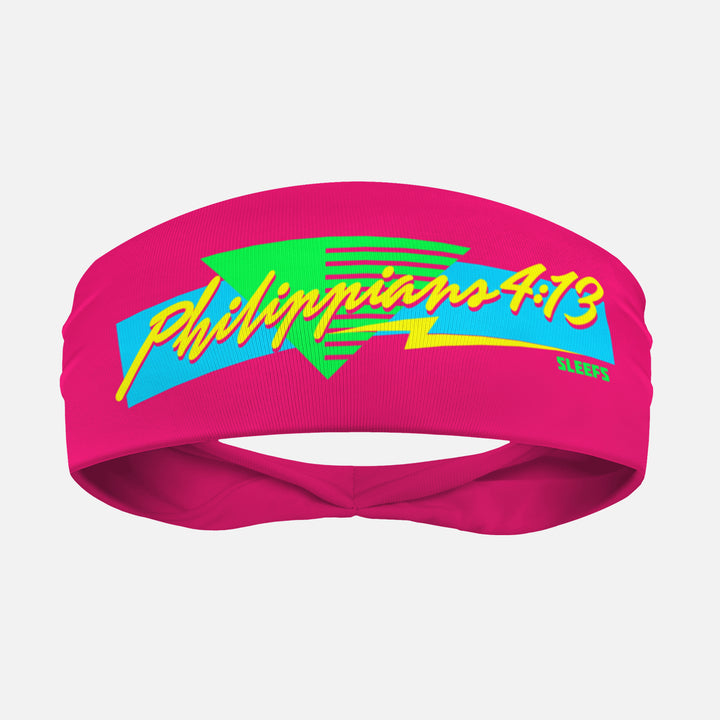 Philippians 4:13 Synthwave Pink Headband